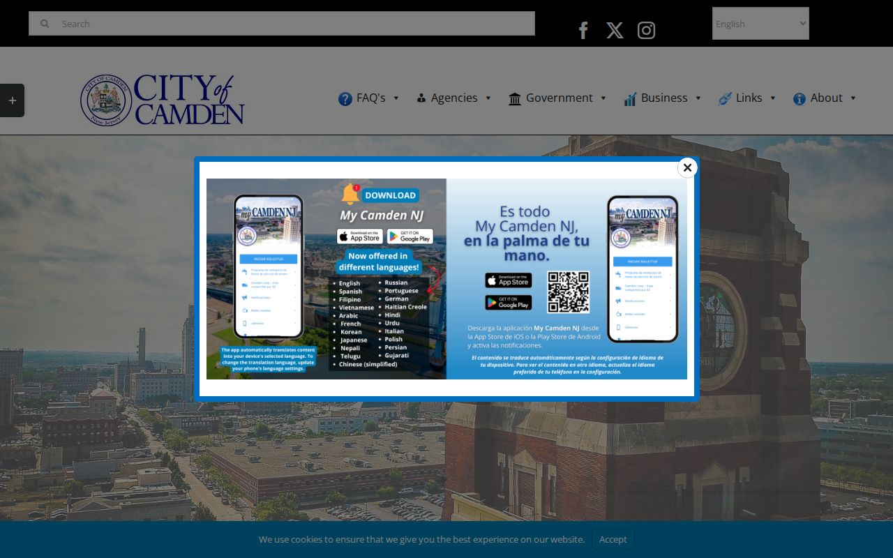 Camden residents directory OPRA records request page