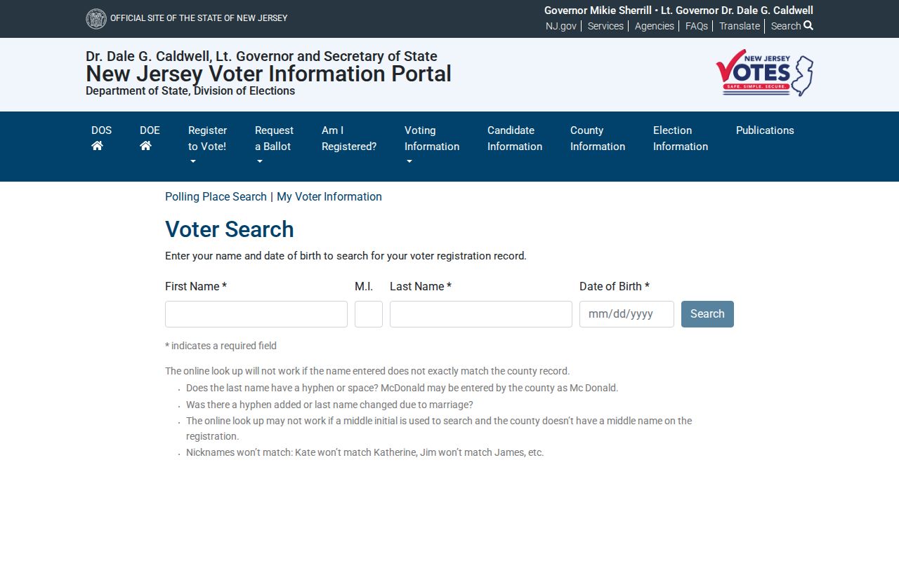 Camden residents directory New Jersey voter registration status form