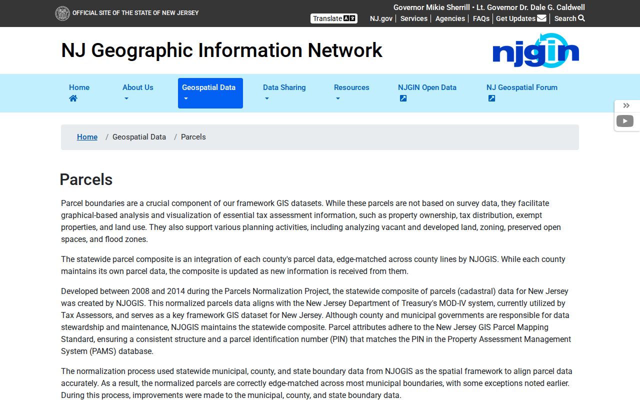 Camden ZIP code directory NJGIN parcel data and privacy notice
